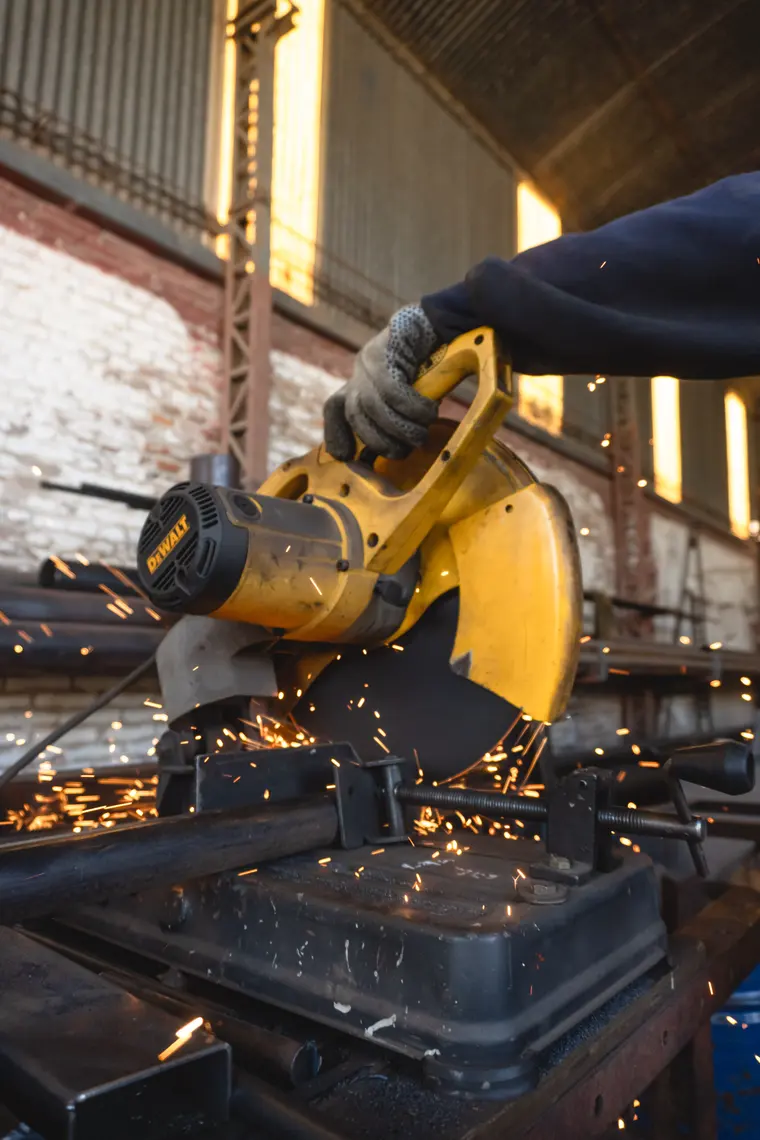 Cutting steel profiles with a chop saw